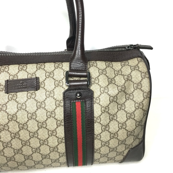 Gucci authentic brown monogram coated canvas unisex travel bag - Picture 4 of 15